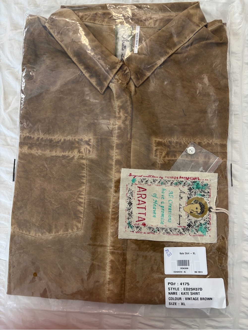 NWT Aratta Silent Journey- Kate Shirt- Vintage Brown - Picture 13 of 16